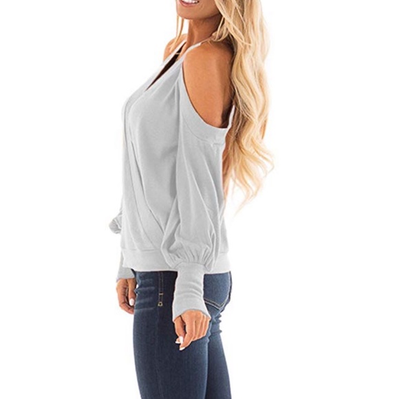 Beautiful women cold shoulder wrap front blouse - Picture 2 of 6